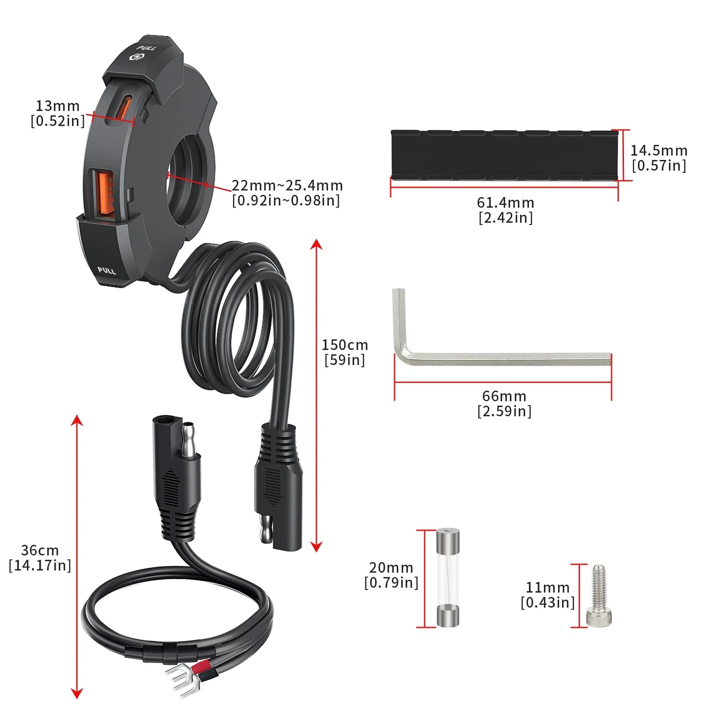 Extractme QC3.0 30W USB Fast Charger – Waterproof Motorcycle Handlebar Mount for Bikes & Cameras
