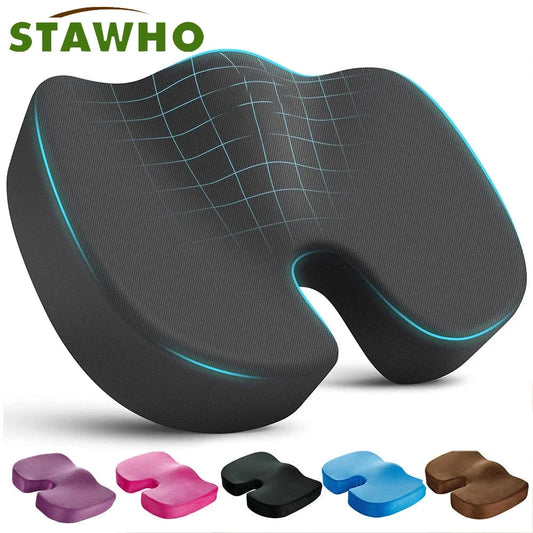 U-Shaped Memory Foam Coccyx Seat Cushion – Tailbone Pain Relief Pillow for Chair, Car & Office Use