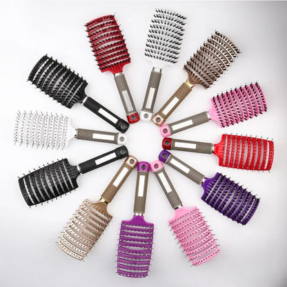 Detangling Hair Brush & Comb Set for Women - Bristle & Nylon Wet Massage Comb - Curly Hair Styling Tools