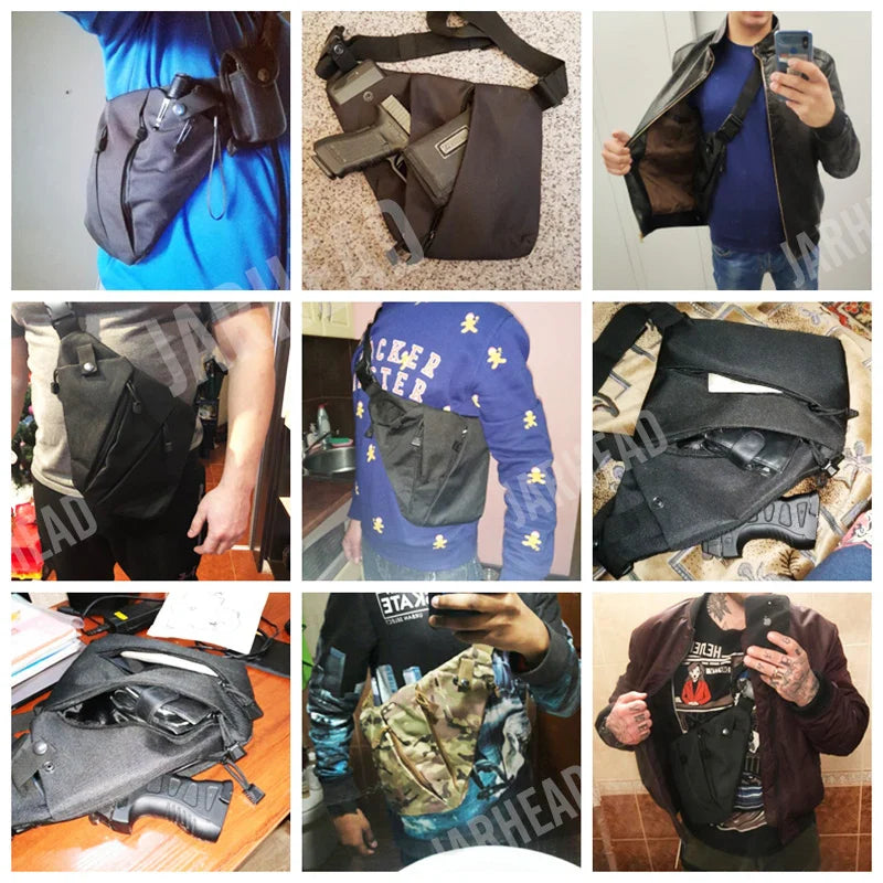 Men's Ultra-Thin Anti-Theft Crossbody Chest Bag : Concealed Wallet & Pistol Bag - Nylon Shoulder Bag for Travel, Hiking, Cycling, and Casual Use