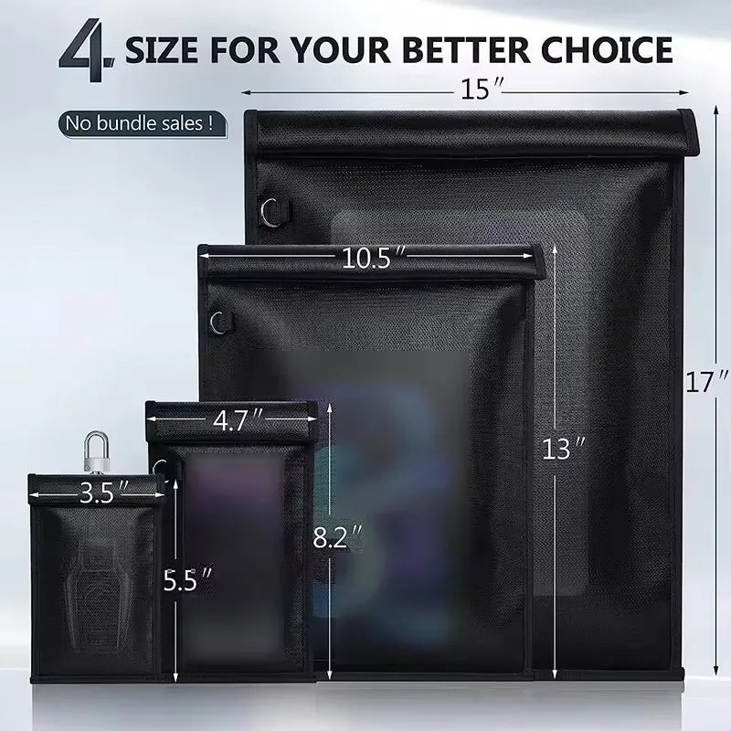 Waterproof Fireproof Car Key Signal Shielding Bag – RFID Blocking Faraday Pouch and Mobile Phone RF Signal Blocker Case
