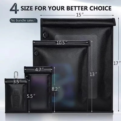 Waterproof Fireproof Car Key Signal Shielding Bag – RFID Blocking Faraday Pouch and Mobile Phone RF Signal Blocker Case