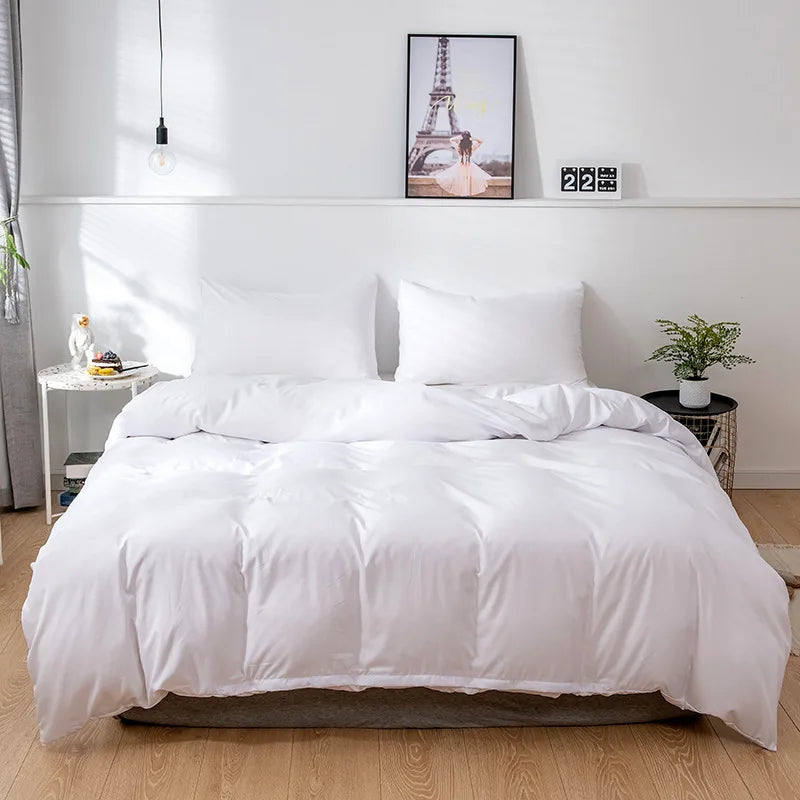 Nordic Solid Color Sanding Duvet Cover Set – 220x240cm Queen King Bedding with Pillowcases (No Sheet)