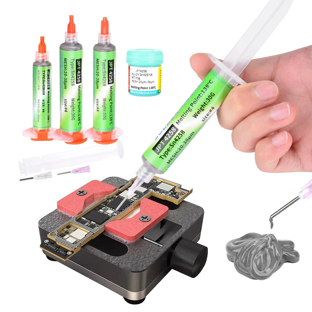Sn42Bi58 SMD Welding Paste – 138°C Low Temperature Lead-Free No Clean Solder Paste for Phone Component Repair