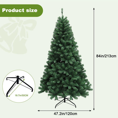 6-7ft Pre-Lit Artificial Christmas Tree — Hinged Xmas Tree with LED Lights & 8 Lighting Modes for Home Decor