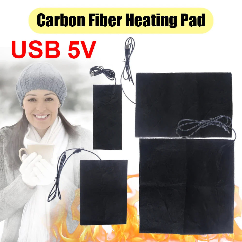 5V USB Carbon Fiber Heating Pad – Fast Electric Infrared Hand & Body Warmer for Winter