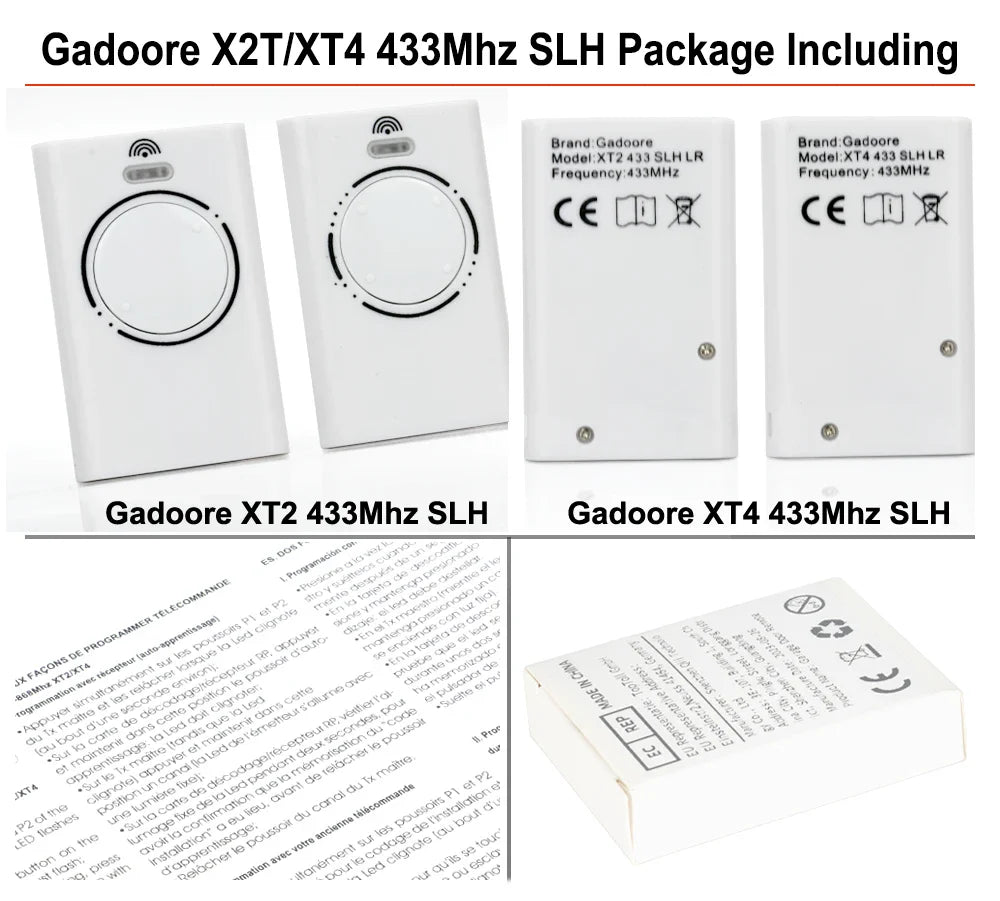 Gadoore XT2 XT4 433MHz SLH LR Garage Door & Gate Remote | Compatible with XT2/XT4 SLH & SLH LR
