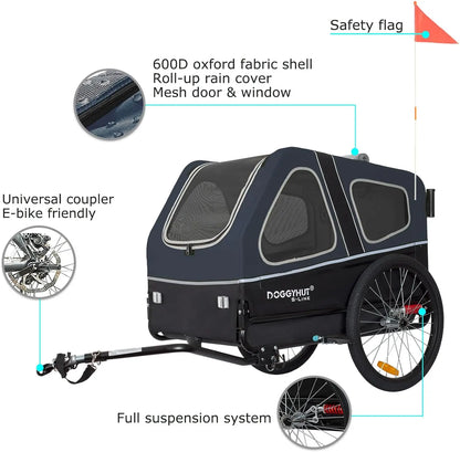 S-Line XL Pet Bike Trailer & Stroller — Folding Dog Cart with Suspension Wheels for Pets up to 100 lbs