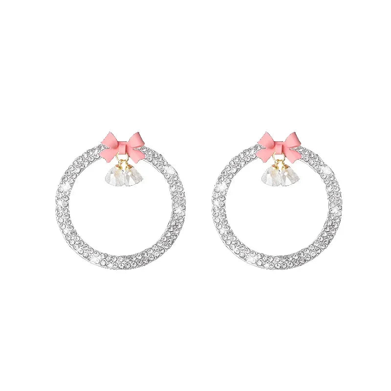 Rhinestone Bow Car Start Button Trim - Sparkling Diamond Decorative Ring Protective Cover for Auto Accessories