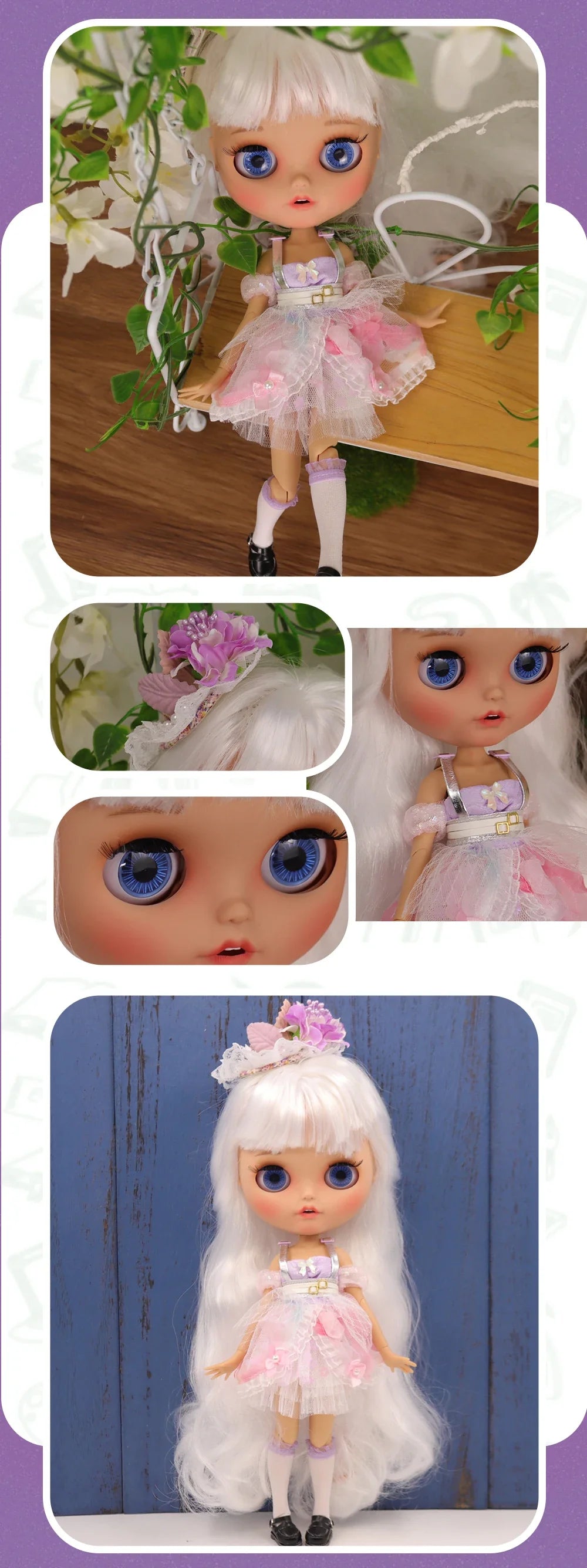 ICY DBS Blyth Doll – 1/6 Joint Body BJD Anime Girl with Tan Skin, Matte Face & Pouting Mouth OOAK OB24