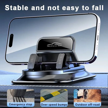 Anti-Slip Dashboard Phone Holder - 360° Rotating Universal Car Mount for GPS Navigation and Smartphones