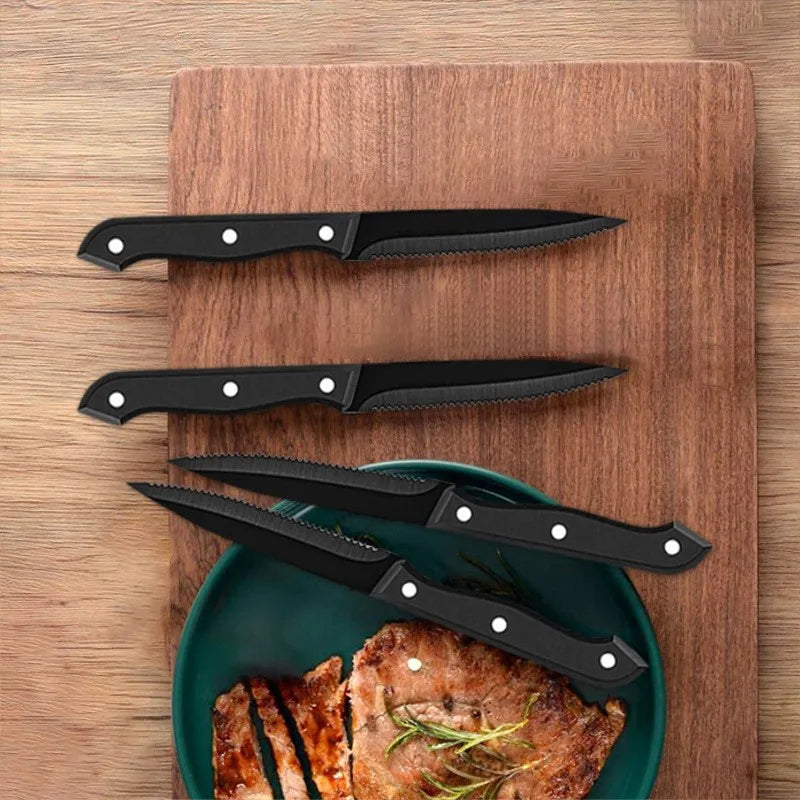 1/4/6/8/12-Pc Steak Knife Set – Full Tang Serrated Stainless Steel Knives for Beef, Bread & Restaurant Table Dinner Use