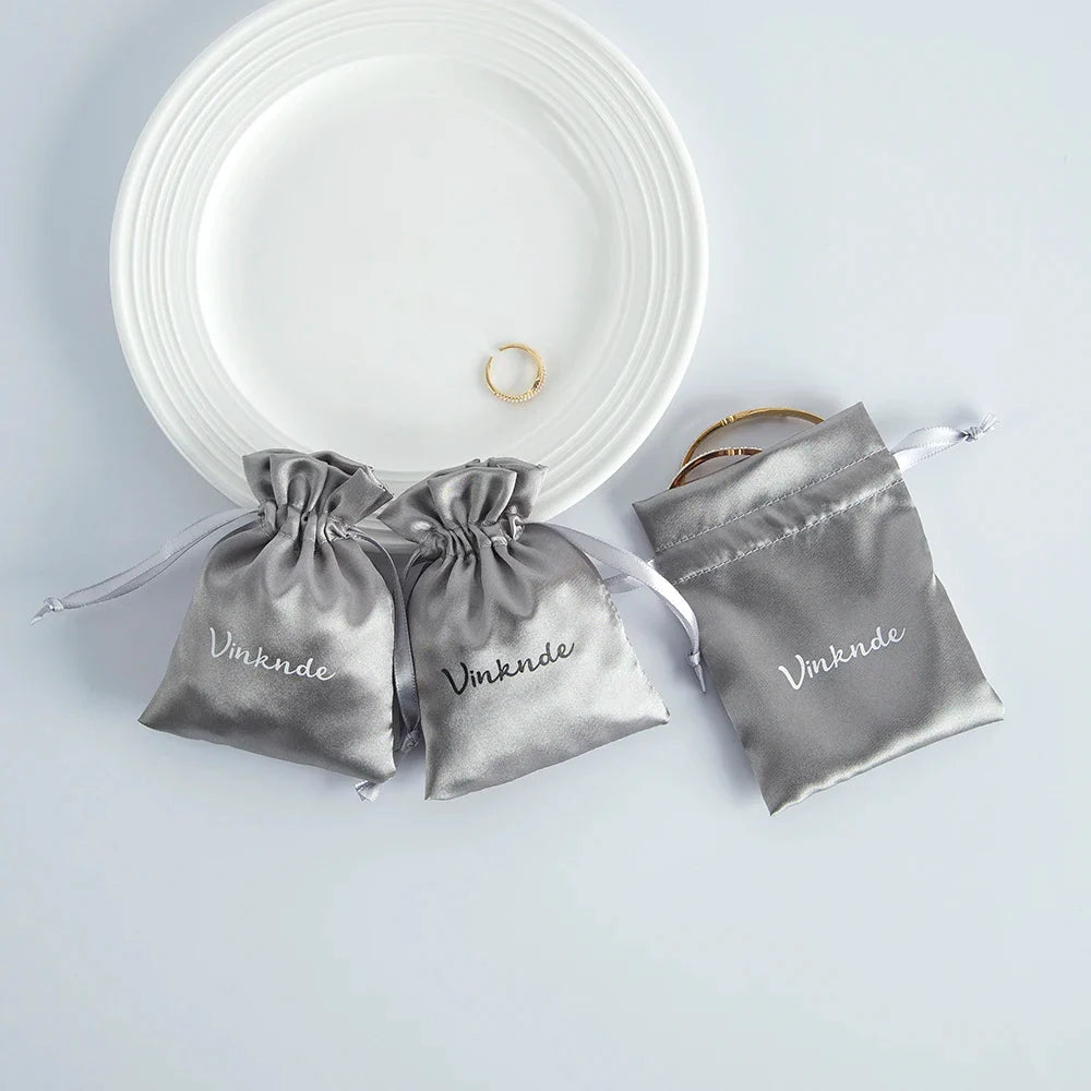 100PCS Silk Satin Jewelry Gift Bags – Drawstring Pouches for Necklace, Bracelet & Earrings, Wedding Party Favor & Christmas Gift Packaging, Custom Logo Ready
