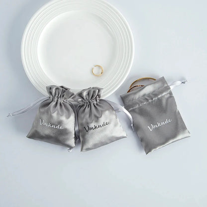100PCS Silk Satin Jewelry Gift Bags – Drawstring Pouches for Necklace, Bracelet & Earrings, Wedding Party Favor & Christmas Gift Packaging, Custom Logo Ready