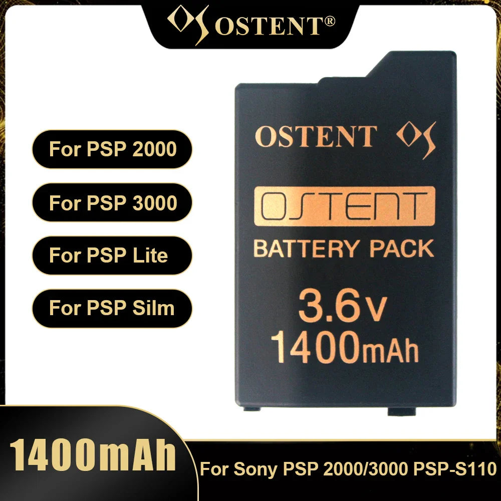 OSTENT 3.6V 1400mAh Rechargeable Lithium Battery for Sony PSP 2000/3000 | PSP-S110 Replacement