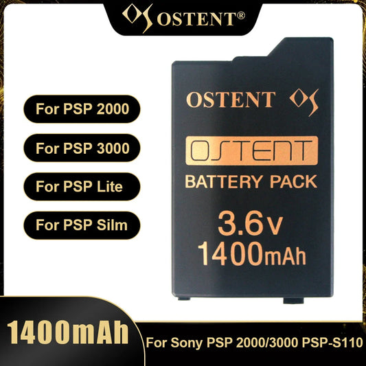 OSTENT 3.6V 1400mAh Rechargeable Lithium Battery for Sony PSP 2000/3000 | PSP-S110 Replacement
