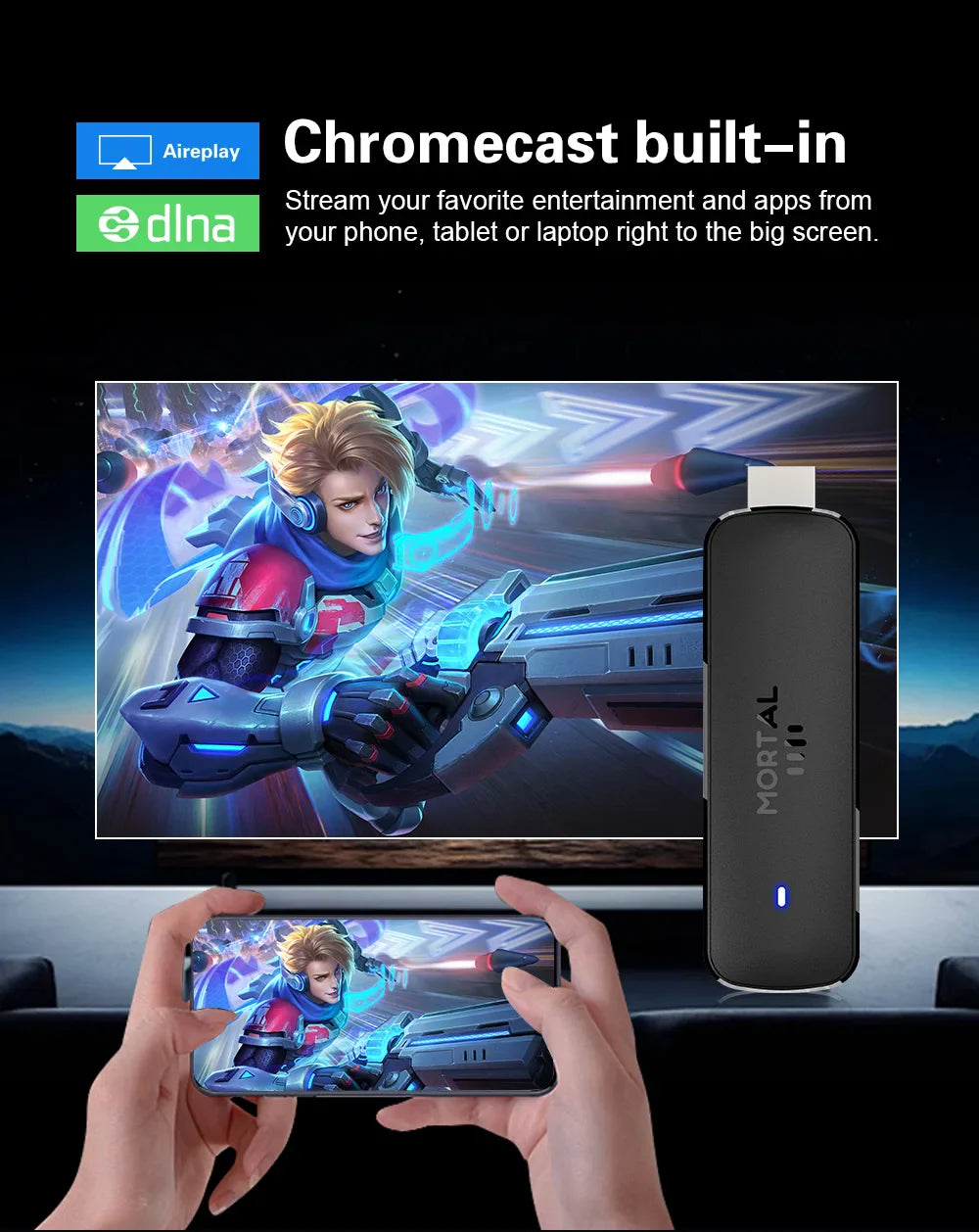 Mortal Q8 Android TV Stick Global Version – Android 14, 8K/4K Streaming, WiFi 6, Voice Remote, Netflix & YouTube Compatible