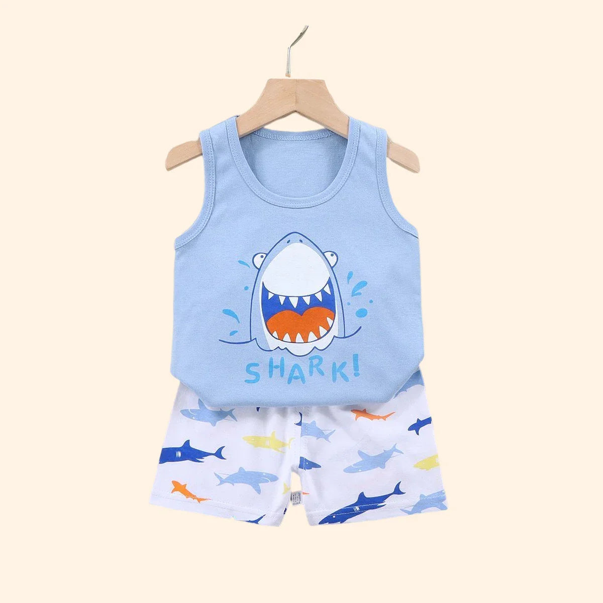 2PCS Kids Summer Vest Set – Cotton Sleeveless T-Shirt & Shorts for Boys & Girls Baby Clothes