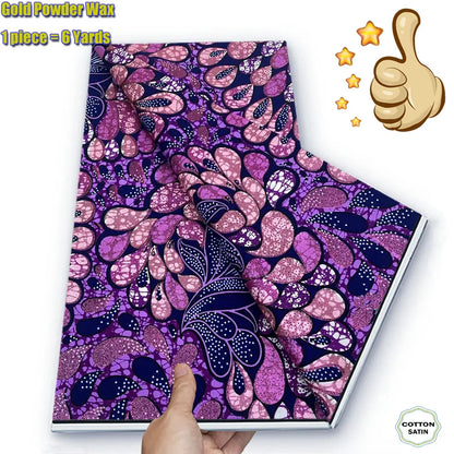 Soft Glitter Golden Wax Fabric - 100% Cotton Ankara Flash Gold Print Batik African Fabric for Nigerian Fashion Sewing & Crafting