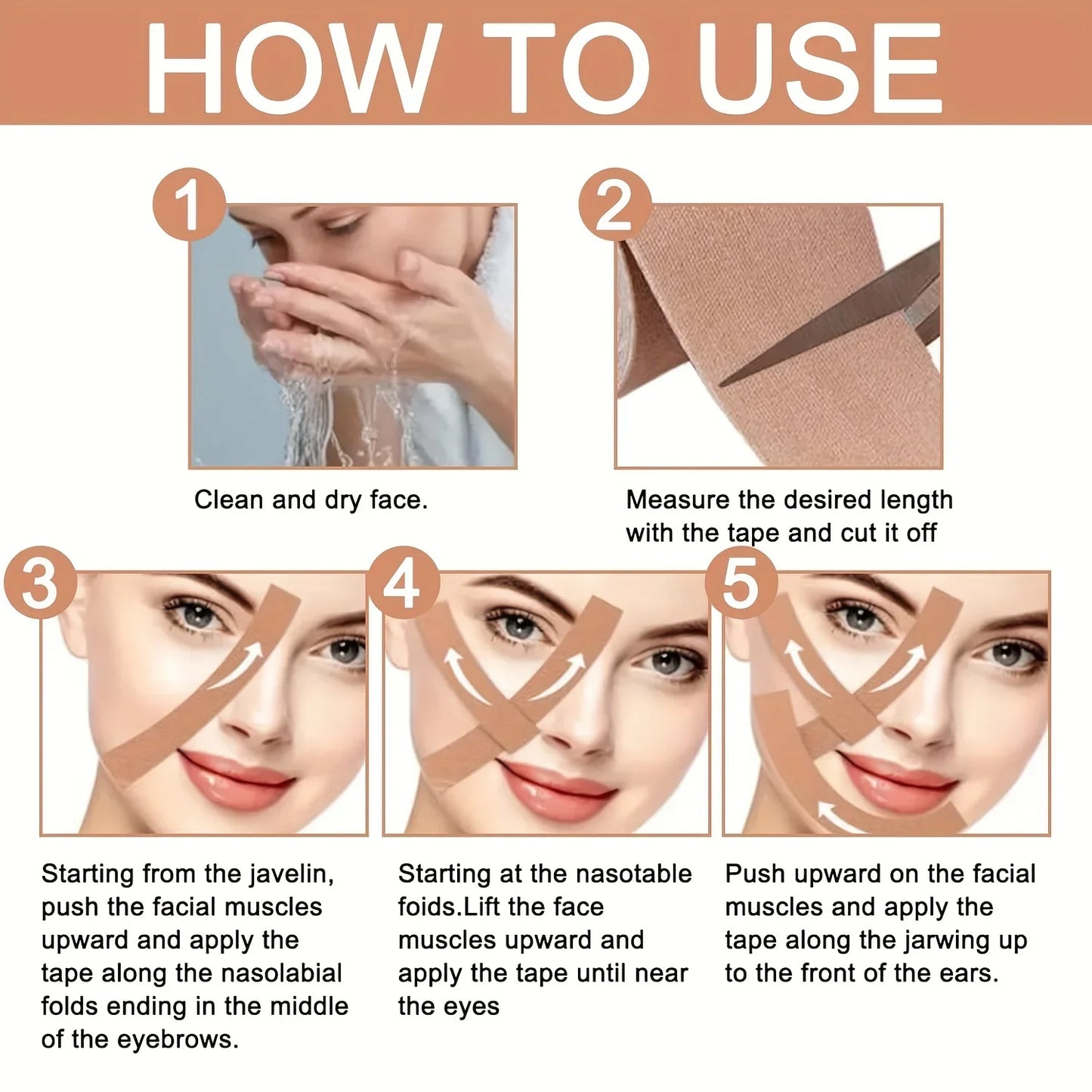 Facial Myofascial Lifting Tape – Skin-Friendly Breathable Wrinkle Reducer & V-Line Muscle Support