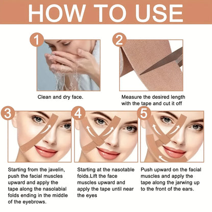 Facial Myofascial Lifting Tape – Skin-Friendly Breathable Wrinkle Reducer & V-Line Muscle Support
