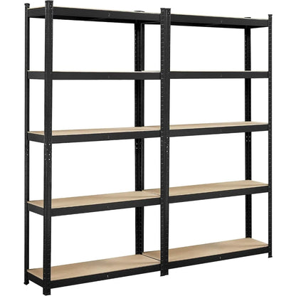 2PCS 5-Tier Adjustable Metal Storage Shelves – Heavy-Duty Utility Racks for Garage & Home