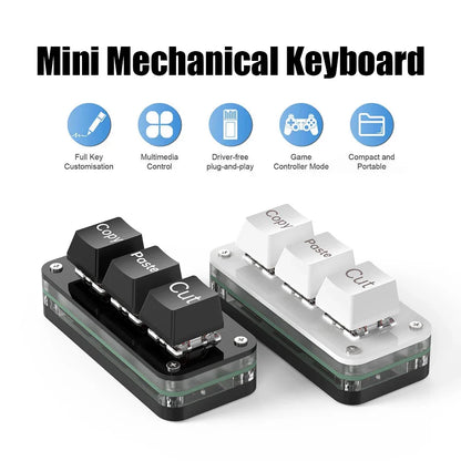 RGB 3-Key Mini Macro Keyboard — Hotswap Keypad for Photoshop, Gaming & Programming