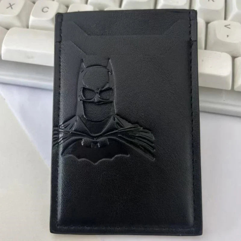 Leather Bat Wallet — Personalized Superhero Mask Card Holder, Bat ID Heroic Wallet Gift