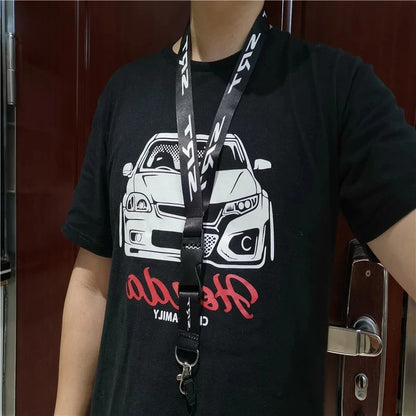 Black Neck Strap Lanyard – JDM Style Key, Phone & ID Card Holder for Car Accessories