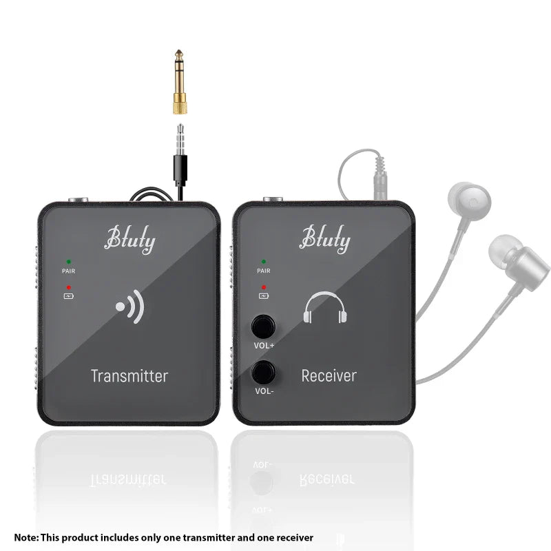 Btuty 2.4GHz Wireless Earphone Monitor System – Rechargeable Transmitter & Receiver with Lossless Digital Transmission