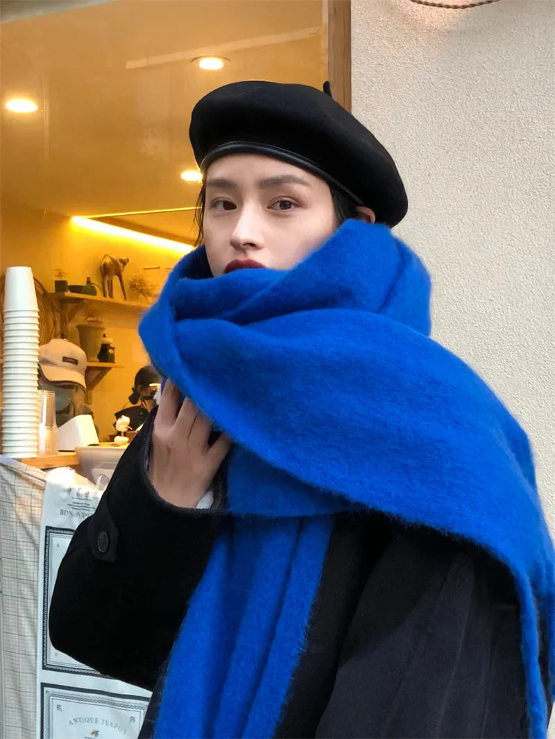 2025 Women’s Winter Scarf – Thick Warm Pashmina Shawl Wrap, Solid Color Cashmere Tassel Hijab Stole