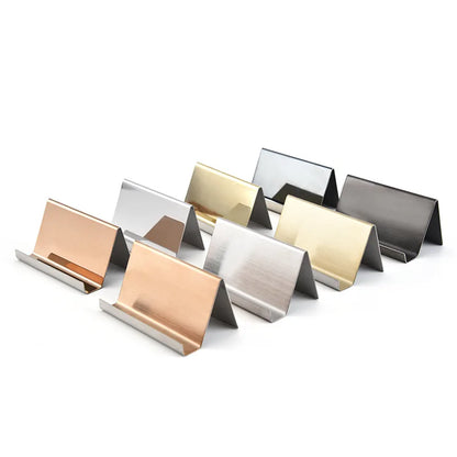 Metal Business Card Name Tag Display Rack – Desktop Organizer & Cellphone Holder for Conference Room