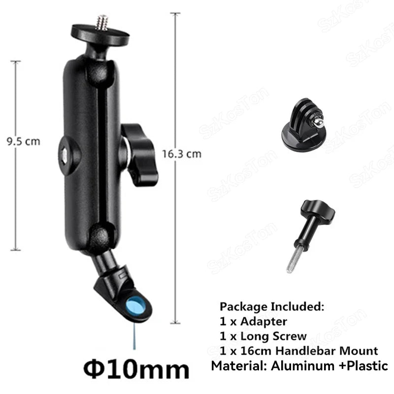 Selfie Stick Monopod Handlebar Mount – Compatible with Insta360 X4/X3/X2, GoPro 8-13 & DJI for Bicycle & Motorcycle