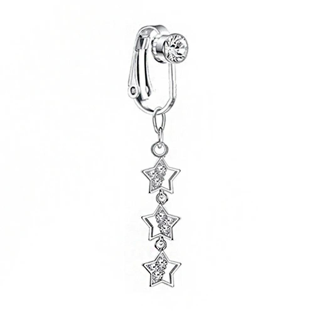 Faux Snake Belly Ring – Fake Clip-On Umbilical Navel Piercing, Belly Button & Cartilage Body Jewelry