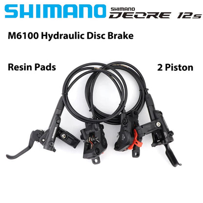 SHIMANO DEORE XT/SLX Hydraulic Disc Brake Set – M6100–M8120 2/4 Piston Original MTB Brakes for Mountain Bikes