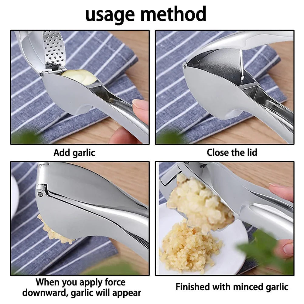Detachable Metal Garlic Press – Easy to Squeeze & Clean Garlic Mincer Crusher Kitchen Tool