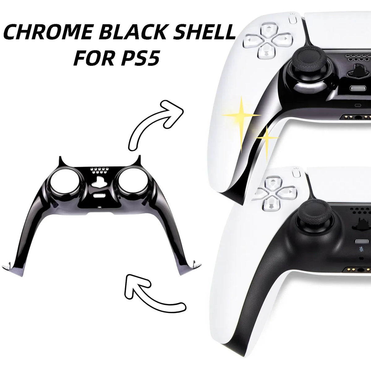 PS5 Glossy Chrome Controller Shell - DIY Replacement Cover for PS5 Slim