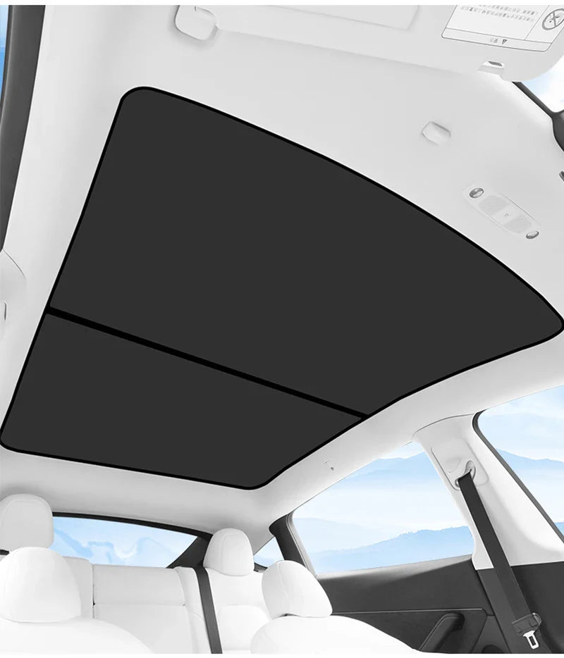 Upgraded Ice Cloth Buckle Sun Shades for Tesla Model 3 & Y (2021-2025) – Front & Rear Glass Roof Sunroof Skylight Covers