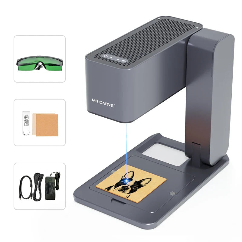 MR.CARVE C1 Portable Laser Engraver – Mobile APP Compatible for Windows & Mac, Engraves Wood, Plastic, Metal & More