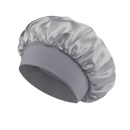 Women’s Satin Hair Bonnet – Solid Silk Sleeping Cap with Wide Brim and Elastic Soft Band for Hair Care