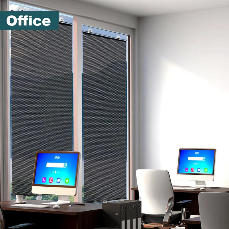 Universal Nail-Free Roller Blinds with Suction Cups - Blackout Sunshade Curtains for Car, Bedroom, Kitchen, and Office Windows, Sun-Shading and Privacy Solution