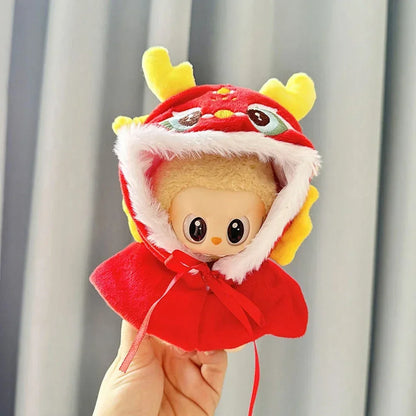 Labubu 1st & 2nd Generation Antique Hanfu Outfit Clothes with Vinyl Pendant for New Year's & Spring Festival