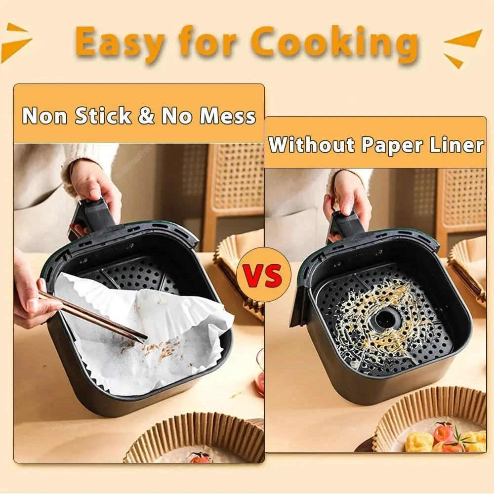 50/100PCS Disposable Air Fryer Paper Liners Non-Stick Round Baking Parchment for Kitchen Cooking
