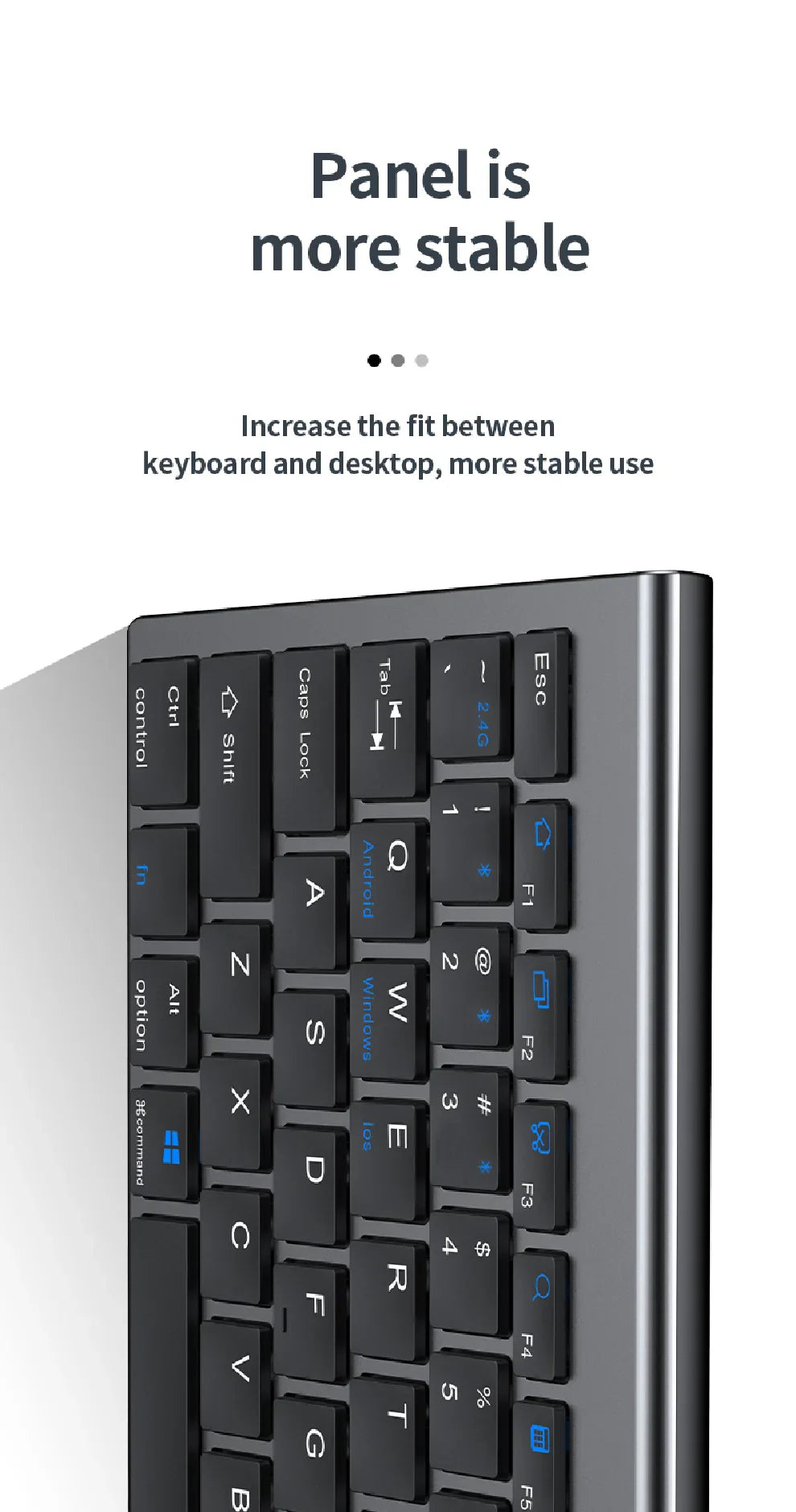 Gray Bluetooth 5.0 & 2.4G Wireless Keyboard and Mouse Combo – Rechargeable Full-Size Set for Notebook & Laptop