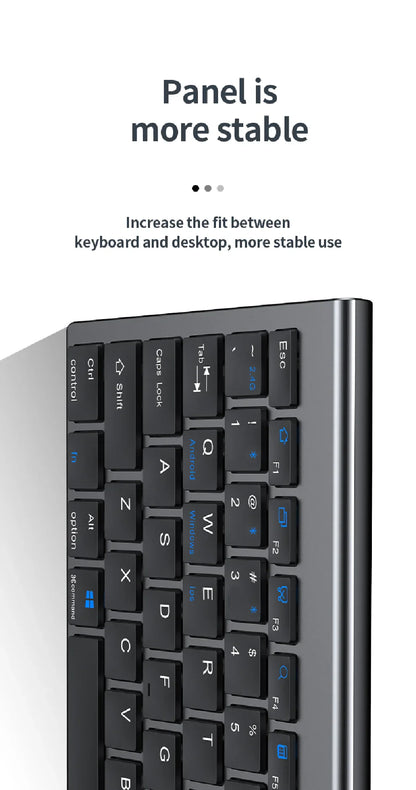 Gray Bluetooth 5.0 & 2.4G Wireless Keyboard and Mouse Combo – Rechargeable Full-Size Set for Notebook & Laptop