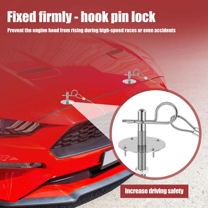 Universal Stainless Steel Car Hood Pin Lock Kit – Engine Bonnet Racing & Modified Accessory