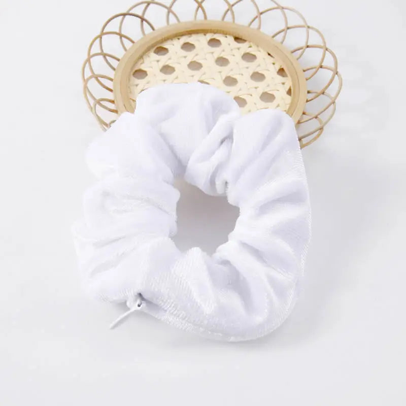 Portable Hidden Safe Hair Tie Storage Case – Secret Scrunchie with Zipper for Cash, Key & Jewelry (Travel/Outdoor)