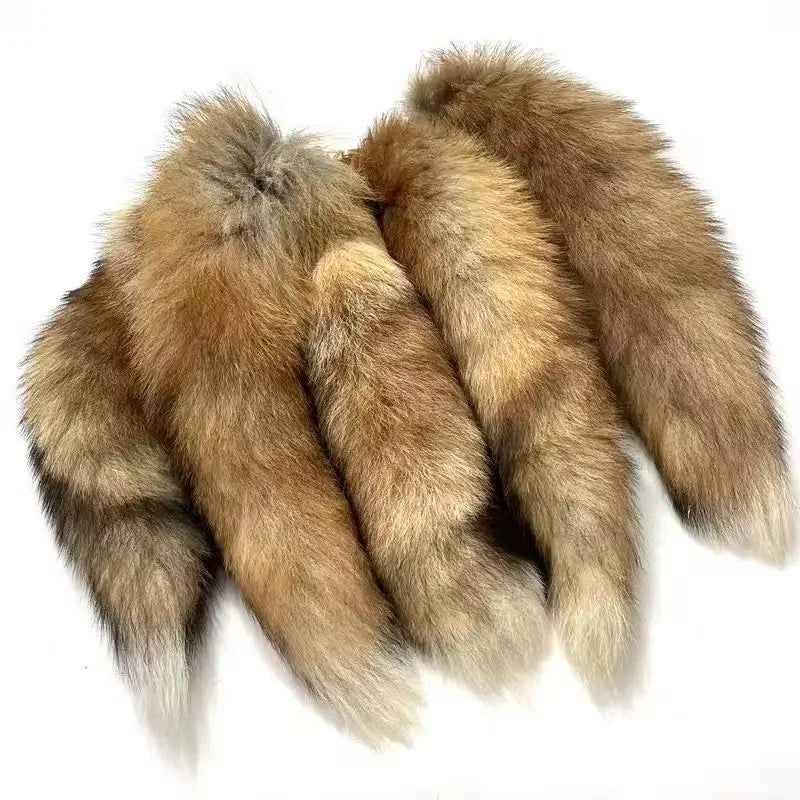 Real Fox Fur Tail Keychain – Large Natural Fur Pendant for Cosplay, Bags, Cars, and Women