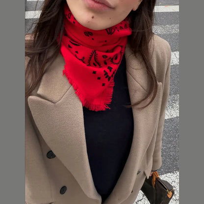 Printed Tassel Scarf for Women – Lightweight Soft Spring Autumn Windproof Shawl Neckwear Casual Fashion Accessory
