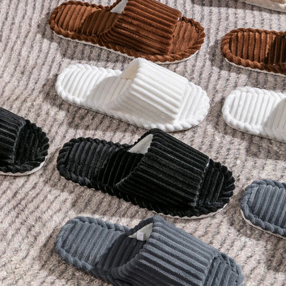 Men’s Open-Toe Breathable Anti-Slip Indoor Slippers – Silent Autumn & Winter Home Shoes for Couples